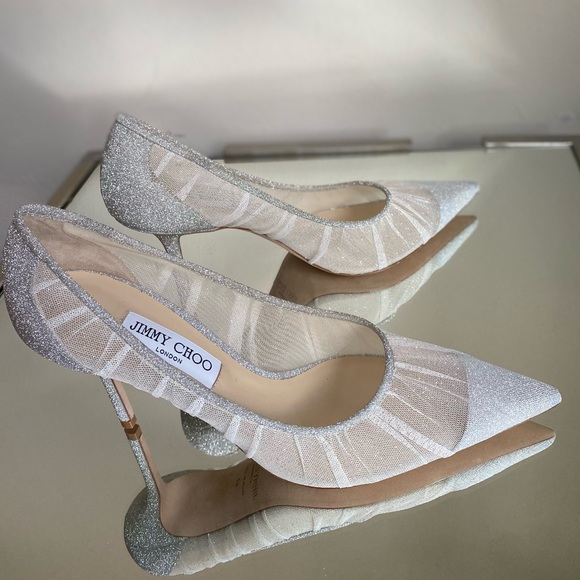 New JIMMY CHOO Love 85 glitter-tulle pumps $825 41 - Picture 9 of 16